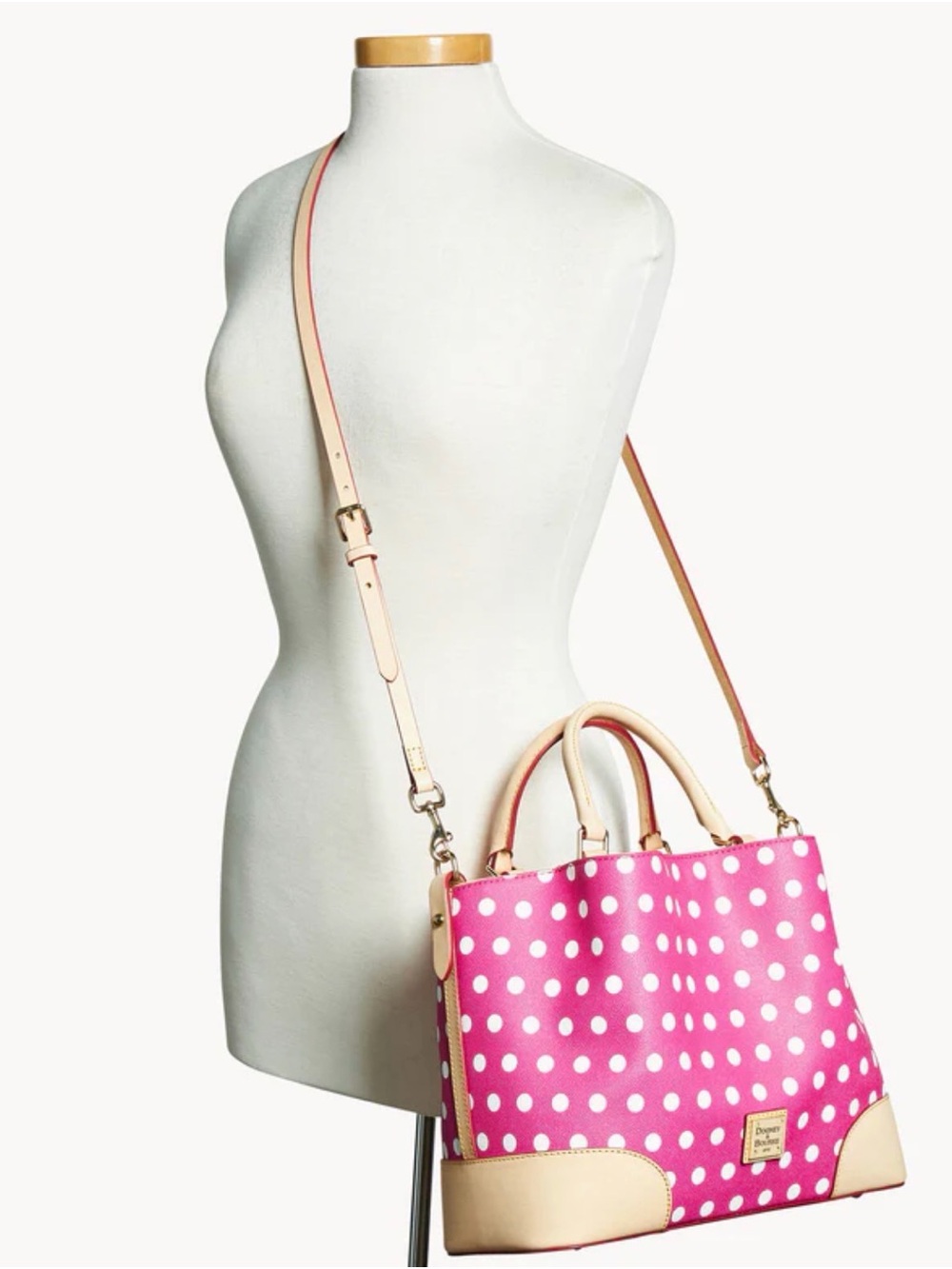Dooney & Bourke Fuchsia Polka Dot Brenna Bag NWT